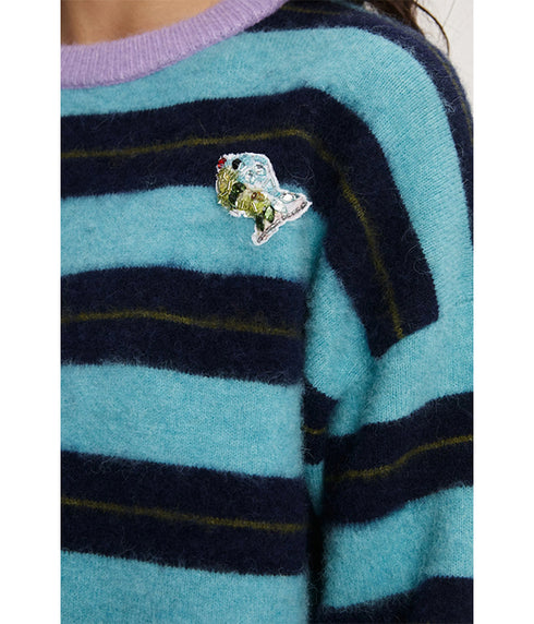Dominica Sweater - Teal Stripe